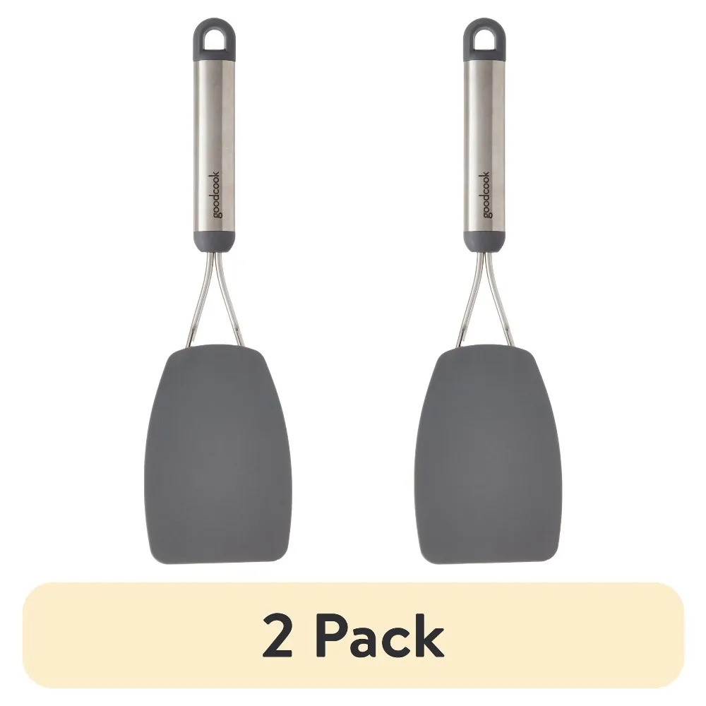 2 Pack Professional Flexible Silicone Spatula Turner High Heat Resistant Kitchen Cooking Pancake Flipper Utensil Non-Stick Safe Dishwasher Safe