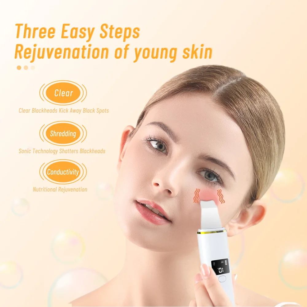 초음파 피부 스파출라 - 가정/살롱용 2-in-1 각질 제거기 및 블랙헤드 제거기