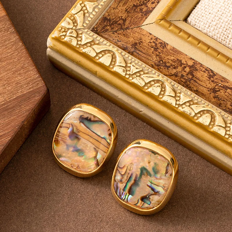 Fashionable and exquisite small fragrance natural deep sea abalone earrings light luxury temperament high-end earrings for women