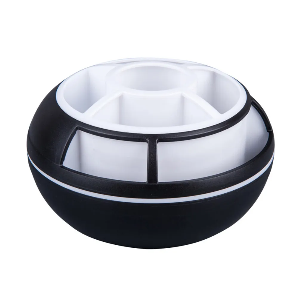 360 Degree Rotating Pen Holder Round Plastic Desktop 9 Slots Organizer Pencil Holder Chopsticks Storage Box Black