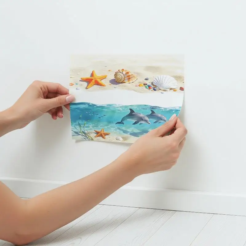 3D Ocean Wave Toilet Sticker Realistic Beach Floor Decal Waterproof Anti Slip Removable Seashore Bathroom Decor