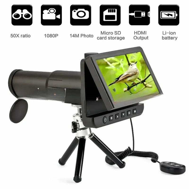 5.0 Inch LCD Digital Monoculars Binoculars Camera 50x 1080P Video Photo Recorder Portable Digital Camera Telescope for Watching