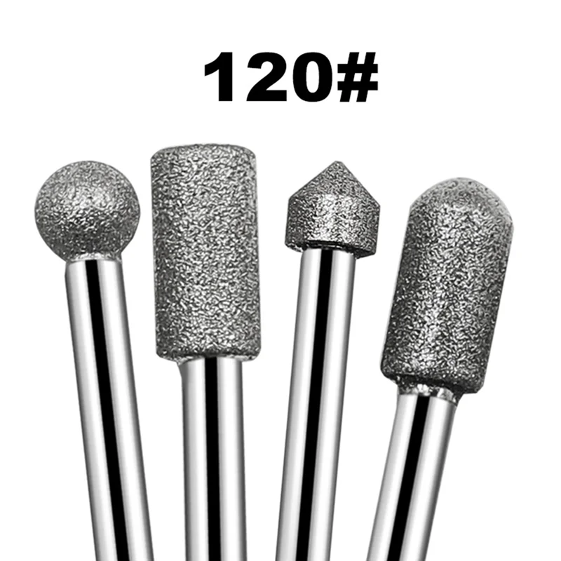 

6MM Shank Cylinder Diamond Grinding Bits Cylindrical Points Coated Carving Burrs Lapidary Tools Jade Stone Marble-AA70
