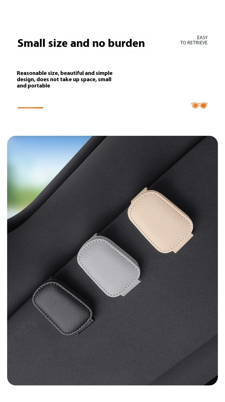 2-teiliger Sonnenbrillenhalter, geeignet für Auto-Sonnenschutz, magnetischer Sonnenbrillenclip aus Leder und Ticketclip, Auto-Sonnenschutz-Zubehör – Detail 10