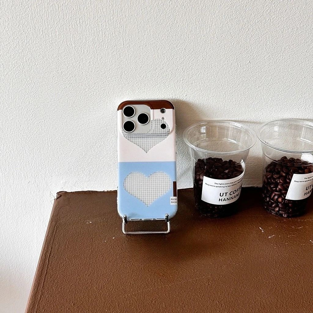 

Простой цветной чехол с прозрачным узором Love Grid Pattern, блестящий чехол для телефона для iPhone 17, 16, 15, 14 Pro Max