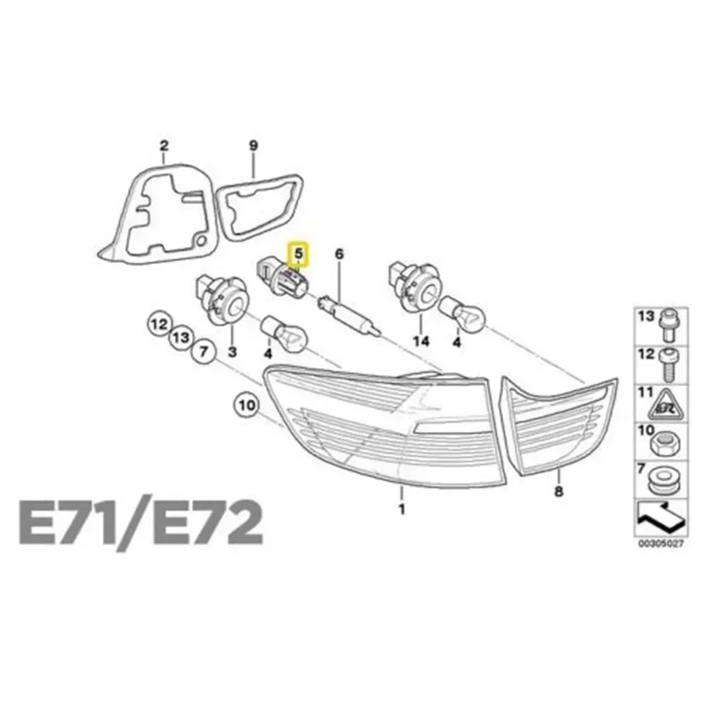1 Stücke Schwanz Hinten Lampenfassung Für BMW 3 5 7 Serie X6 Z4 E65 E66 F30 F31 63117407330   Ersatzzubehör