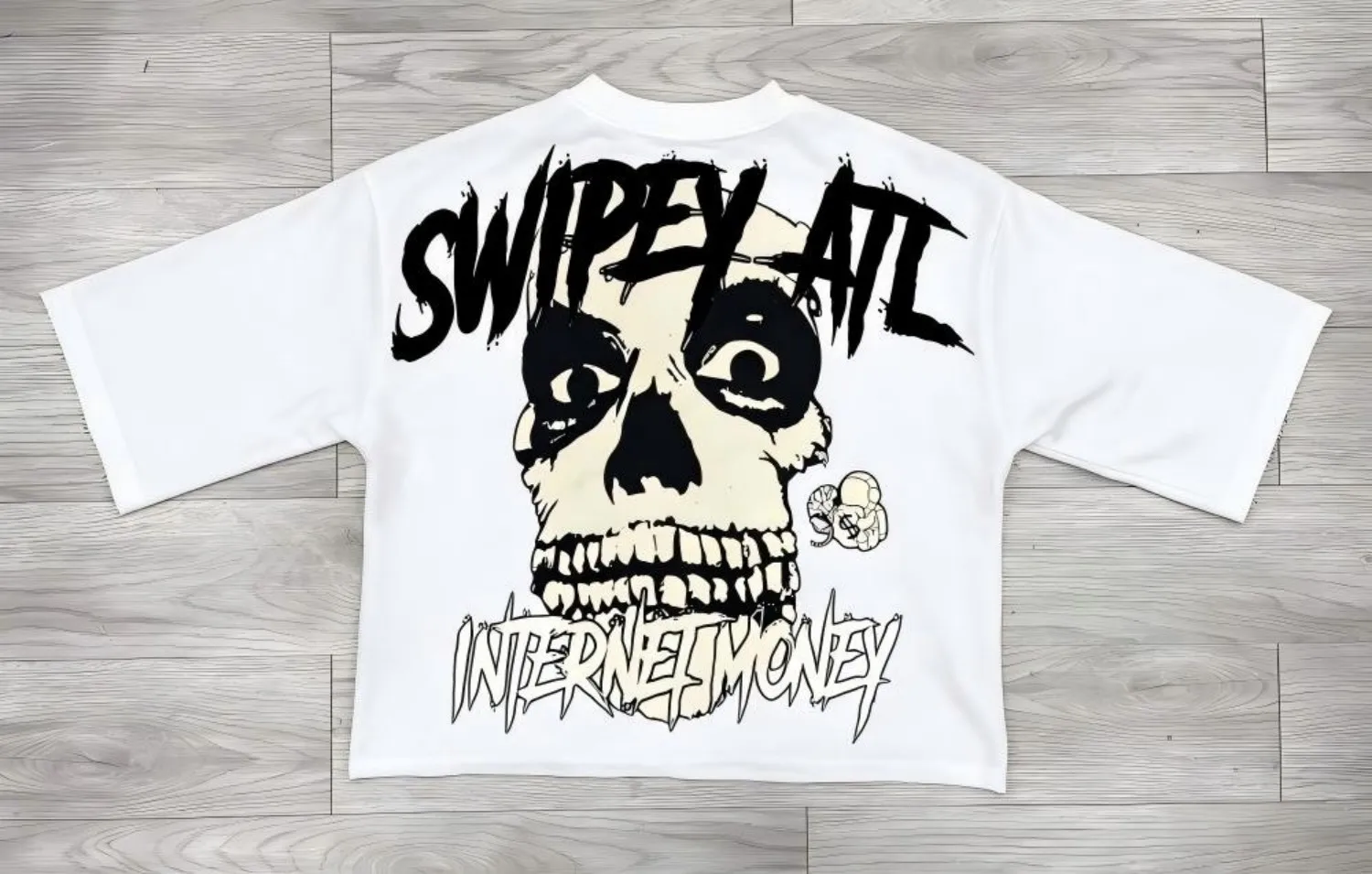European and American men's summer horror skull letter print comfortable and breathable round neck T-shirt outdoor street top view 5