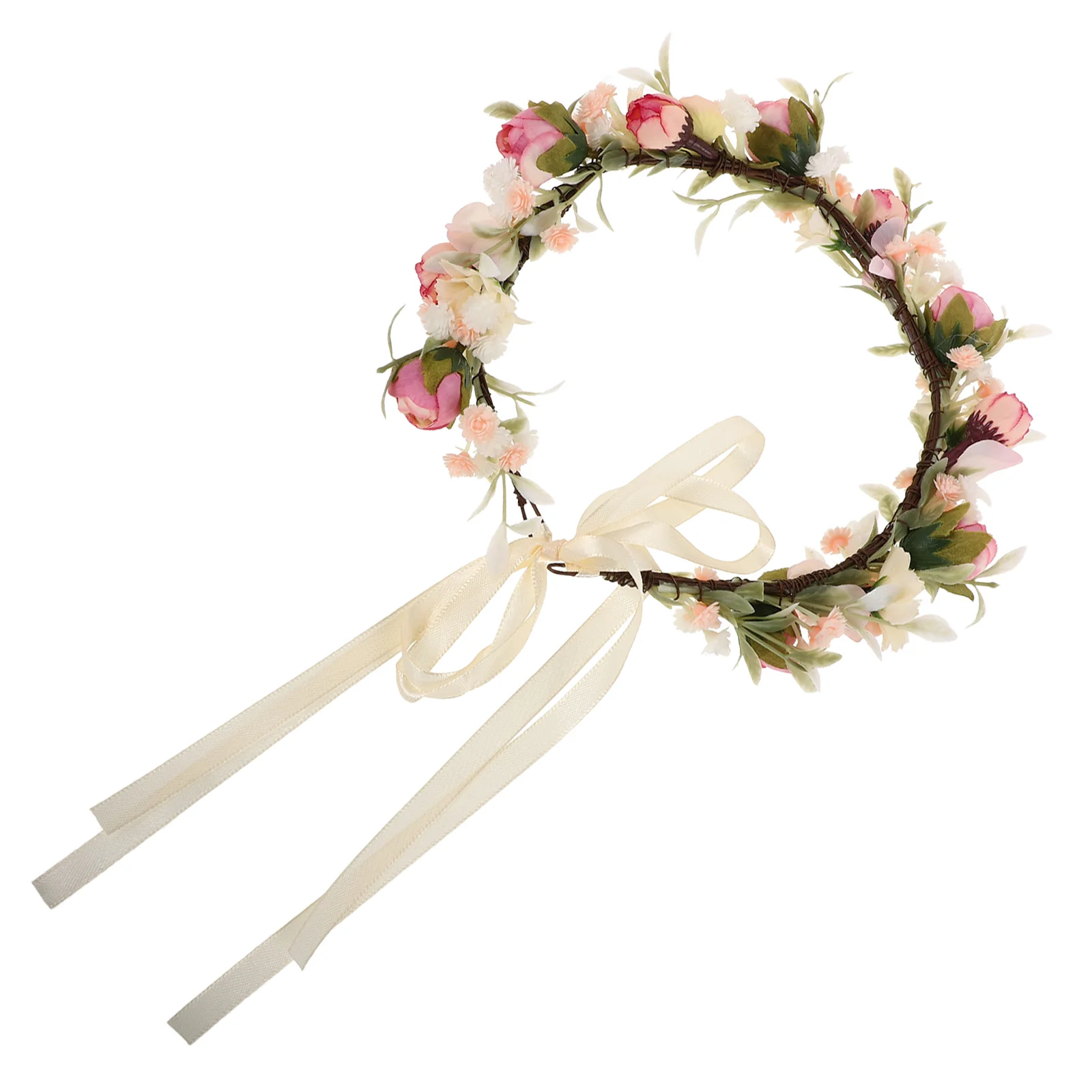 Bridal Wreath Hair Floral Garland Flower Crown Vintage Hairband Travel Photography Bride Head Headband for Women Cloth