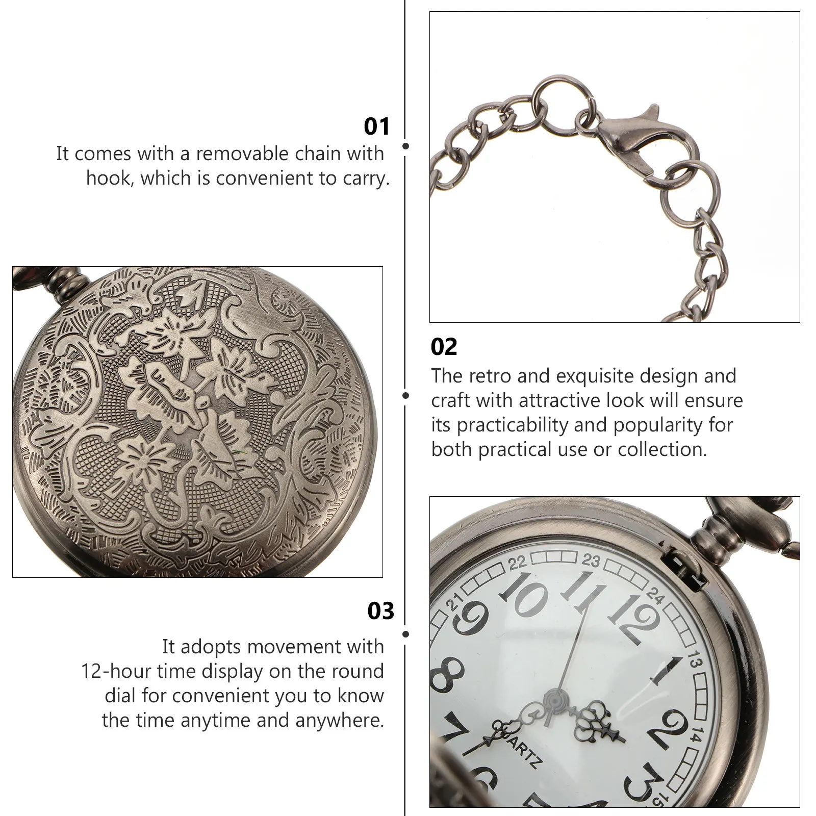 

1Pcs Retro Vintage Hollow Out Pocket Watch Quartz Movement Durable Portable Classic Gift for Men and Women Vintage Pocket Watch