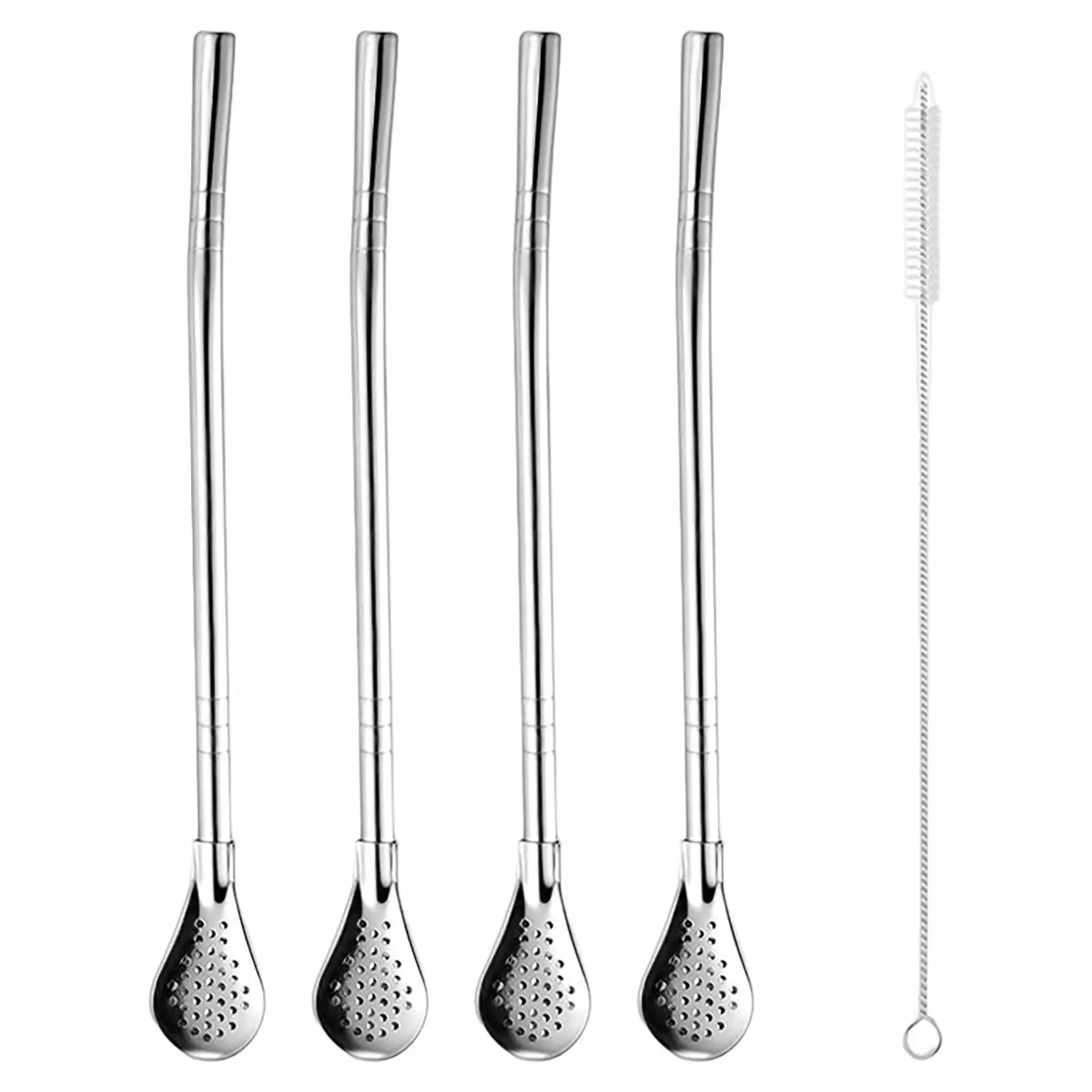 304 Stainless Steel Tea Drinking Straws Spoon Yerba Mate Tea Filter 1 Set Reusable Bombilla Gourd Tea Tools Bar Accessories