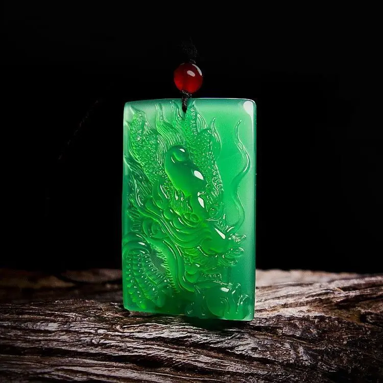 Natural Brazilian Agate High Ice Imperial Green Chalcedony Atmospheric Faucet Pendant Fashion Versatile Pendant