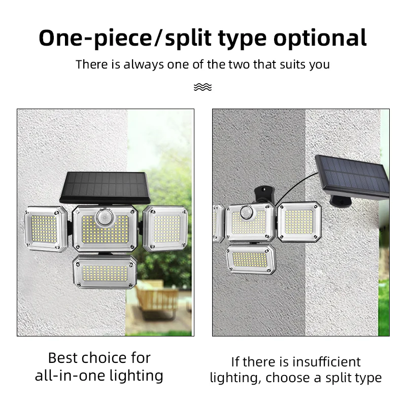 Outdoor Solar Powered Human Body Sensing Courtyard Light with Remote Control Wall Light, Waterproof Garden Light, Split Garage