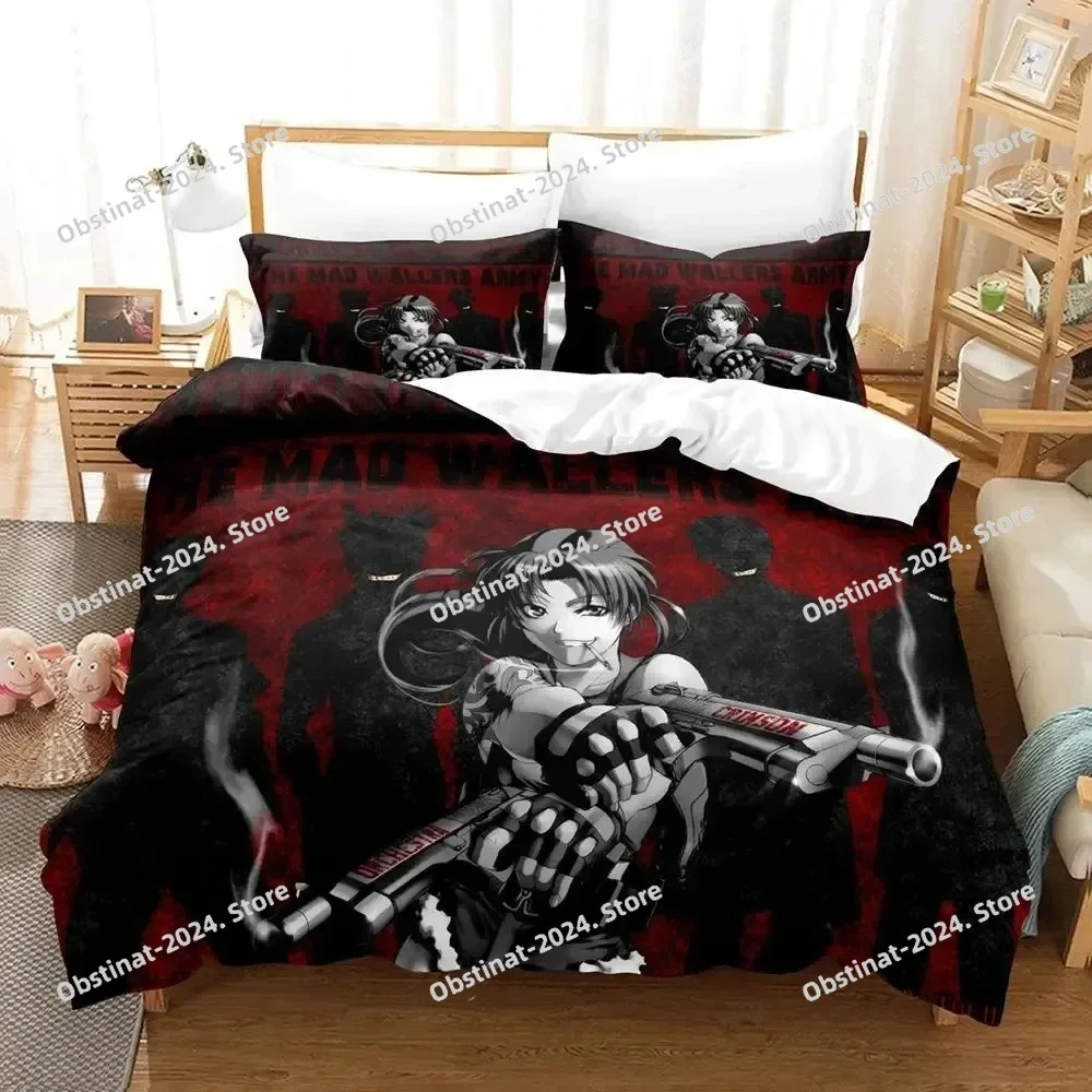 Anime Black Lagoon Bedding Set Duvet Cover Bed Set Quilt Cover Pillowcase Comforter king Queen Size Boys Adult Bedding Set