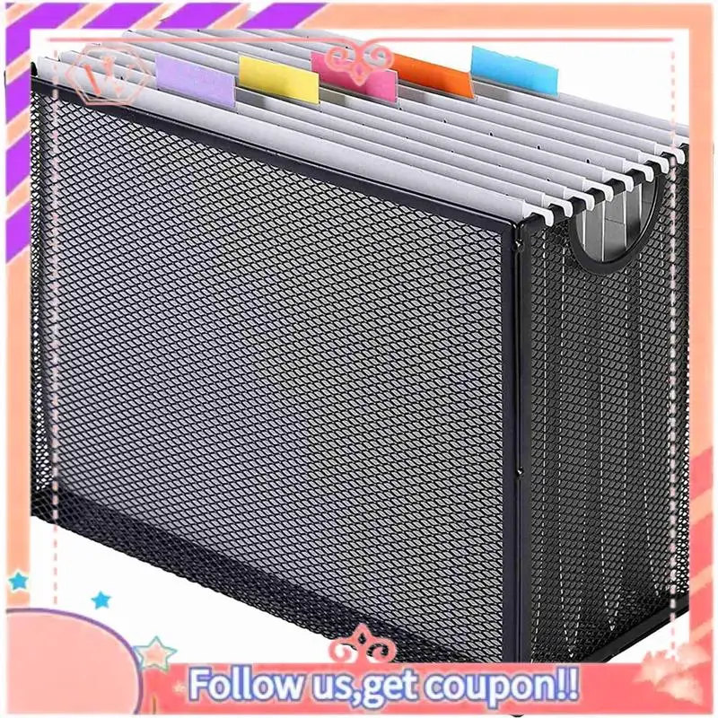 

Upgraded 3X Hanging File Organizer Filing Box,Metal Mesh File Crate Desk Organizer Magazine Holder With 15 Hanging Folders