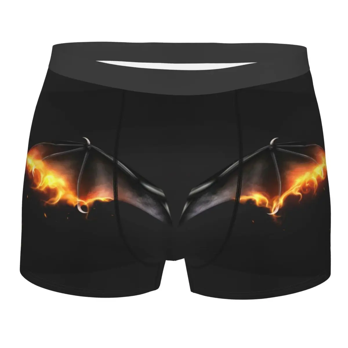 

Mens Boxer Sexy Underwear Soft Long boxershorts Daemon Bat Fire Underpants Male Panties