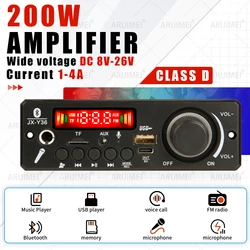 ARUIMEI  200W Amplifier  Bluetooth Decoder Board DIY   Microphone FM Radio TF USB Car Audio Music Player Speakers Volume Control