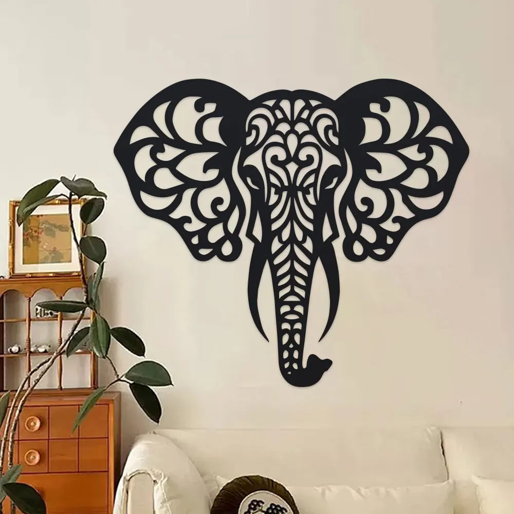 Raumdekoration, elegante, minimalistische Elefanten-Wandkunst aus Metall, aufwendiges, ausgehöhltes Eisen-Bastelschild, vielseitiges Dekor für Tierliebhaber