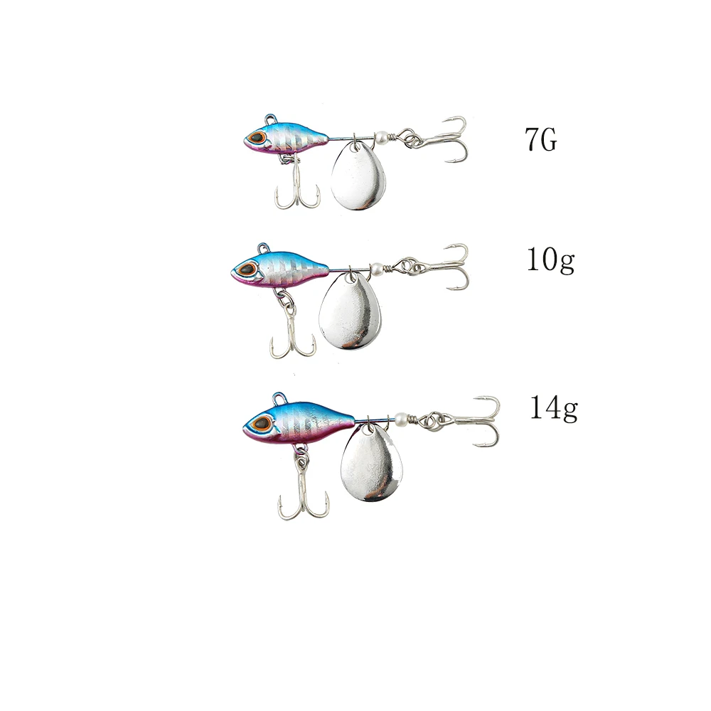 7/10/14g Long Shot Rotating VIB vibration Bait Spinner Tail Spoon Fish Lure Jig Tractor Fishing Hard Baits Tackle Pesca