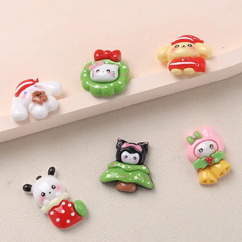 5pcs Cartoon sanrio Christmas Animal cute resin flatback cabochons for diy jewelry making carfts supplies resin charms