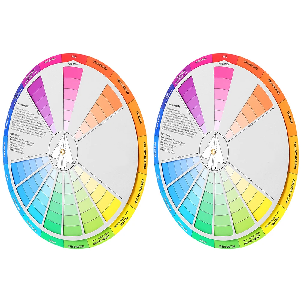

2Pcs Creative Color Wheel Gradient Chart Color Mixing Guide Lightweight Painting Drawing Makeup Art Class Tool