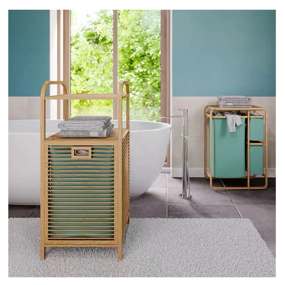 Space Saving Storage Bathroom Bamboo Laundry Basket
