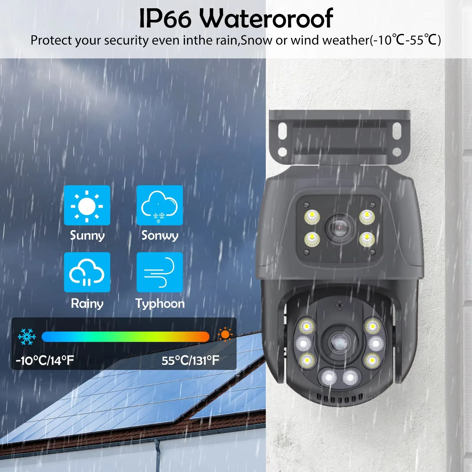 Gadinan Outdoor PTZ NVR Security Video Surveillance Kit 6MP POE Dual Lens Security Camera Set Two Way Audio Surveillance System