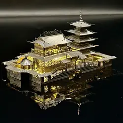 Longyuan Pavilion 3D Metal Jigsaw Puzzle DIY Handmade Model Toys Gift Pieces Puzzle Assembly Toy Minatures