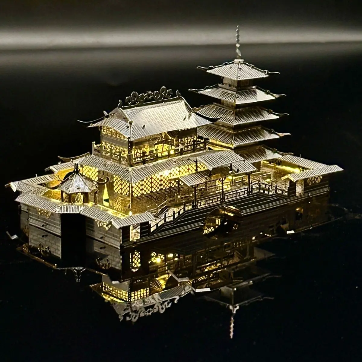 Longyuan Pavilion 3D Metal Jigsaw Puzzle DIY Handmade Model Toys Gift Pieces Puzzle Assembly Toy Minatures
