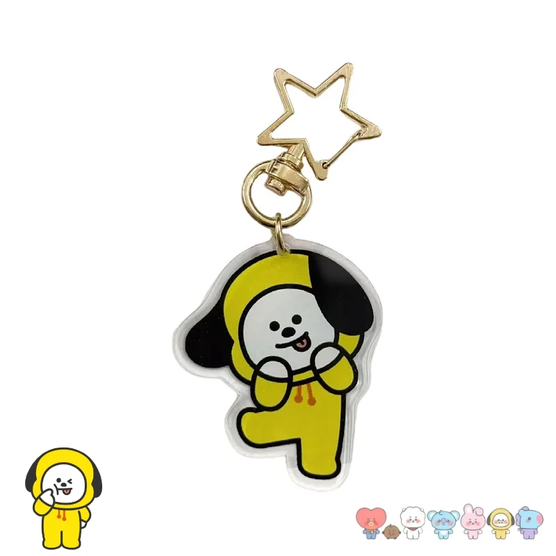 

Акриловый брелок BT21 с аниме-персонажами, милый мультяшный дизайн, кавайный, для мальчиков и девочек, парный, подвеска для рюкзака, аксессуар, подарок.