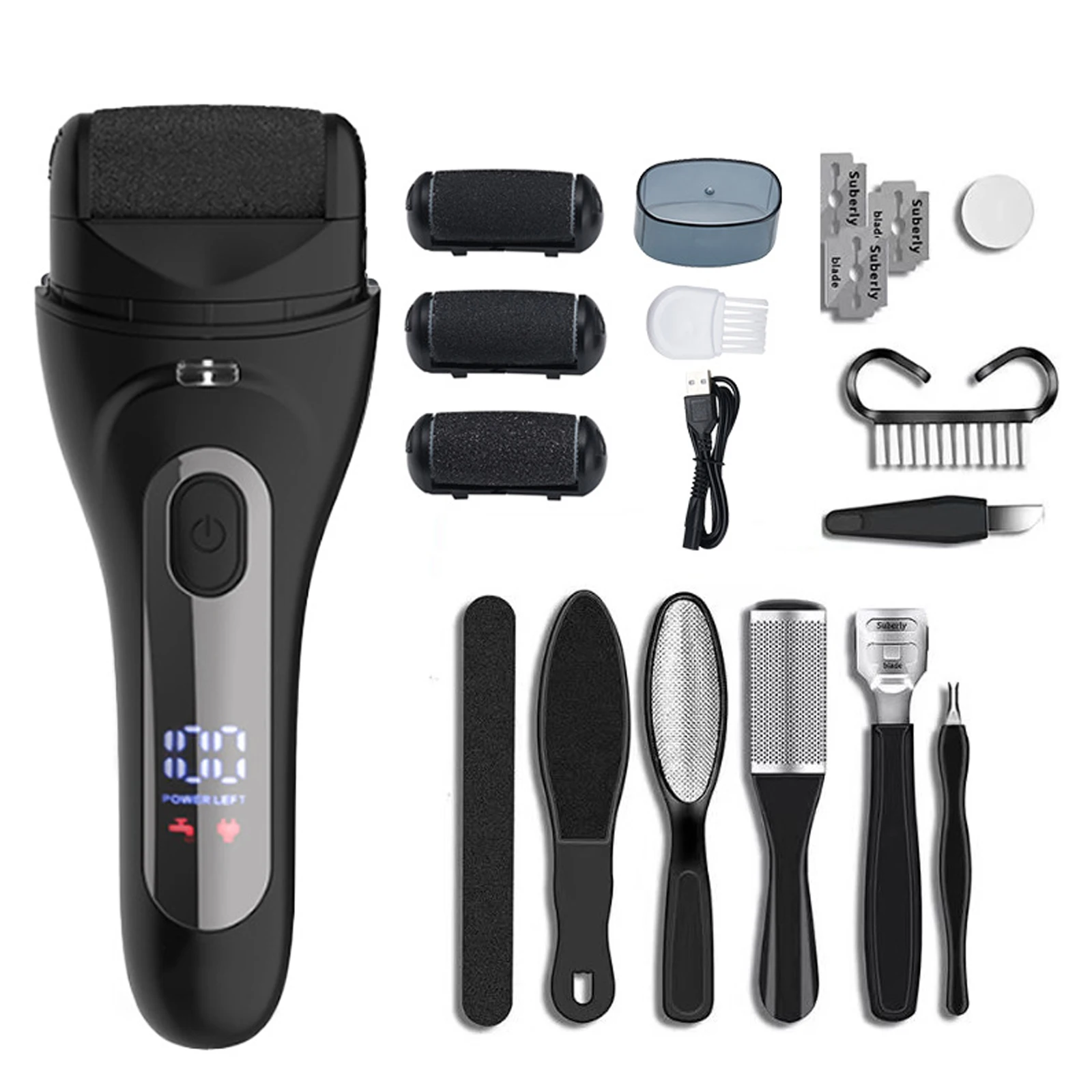 

Electric Foot File: IPX Waterproof Rechargeable Callus Remover - Long-Lasting Cordless Power Safe for All Skin Types for