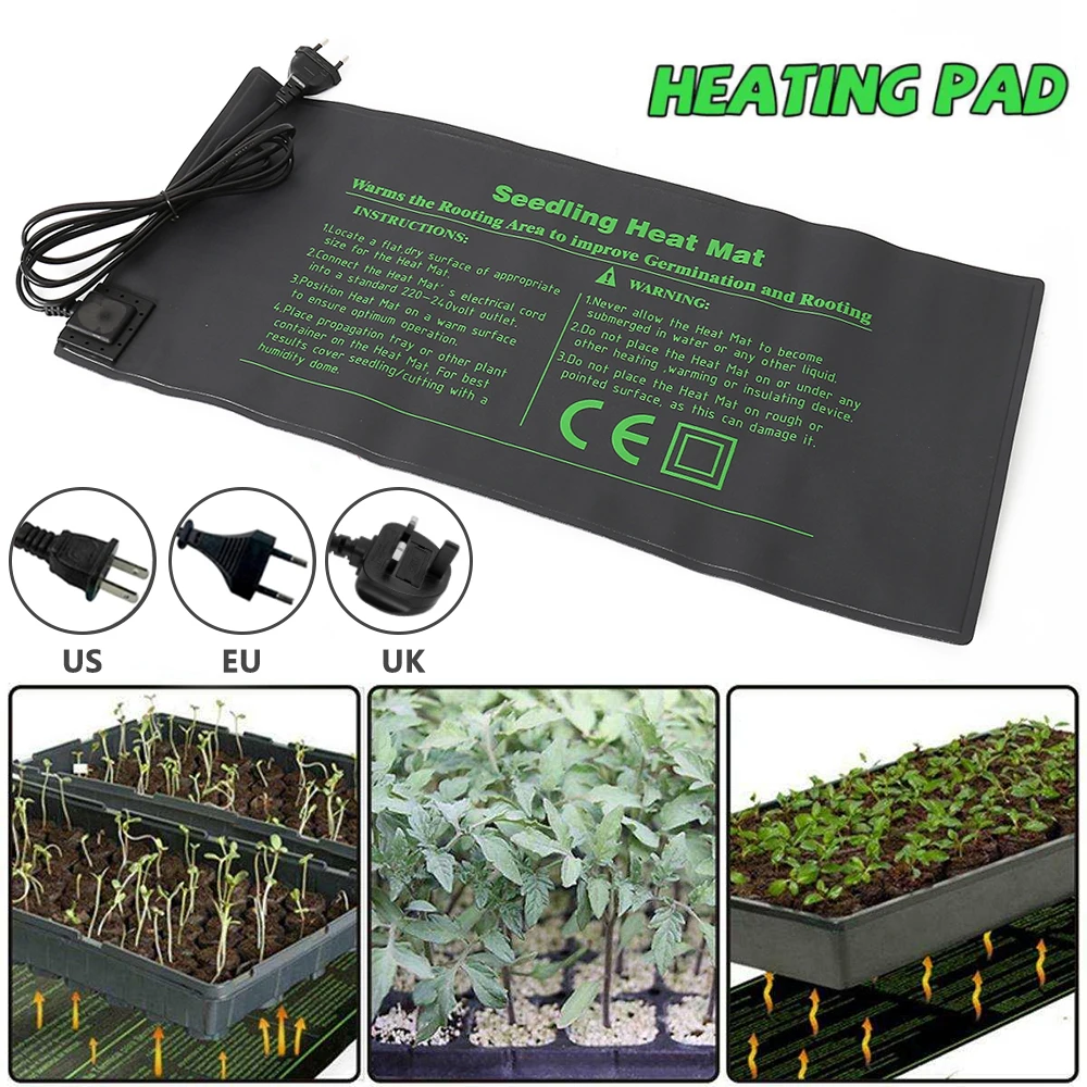 Seedling Heating Mat 24 x 52 cm Waterproof Heated Germination Greenhouse 18W Terrarium Heating Mat, Hydroponic Heating Cushion