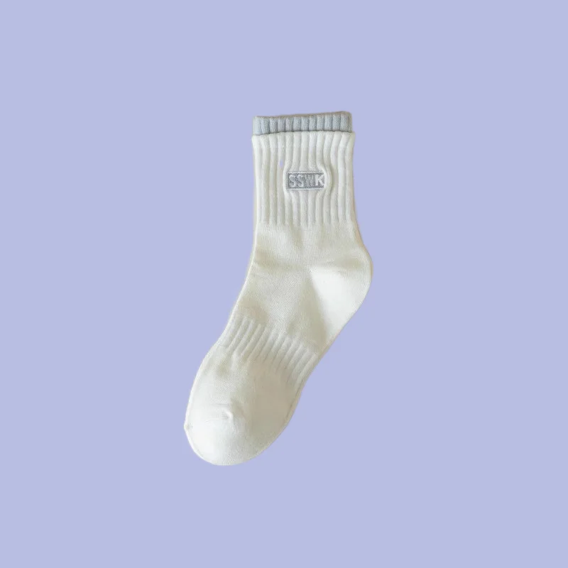 Chaussettes respirantes décontractées mi-tube, chaussettes de sport All-Match Jacquard, dépistolet ant document solide, printemps, été, automne, nouveau, 5/10 paires