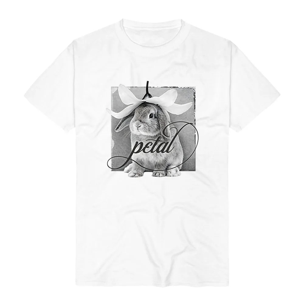 Bunny Petal Tile Photo T-Shirt Ariana Grande Singer Design Tshirts Short Sleeve Cotton Soft Tees Women Men Clothes Graphic Merch