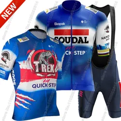 Soudal T-Rex Quick Step 2024 Cycling Jersey Set Cycling Belgium Clothing Men Short Sleeve Kit Road bike Shirt Bicycle Bib Shorts