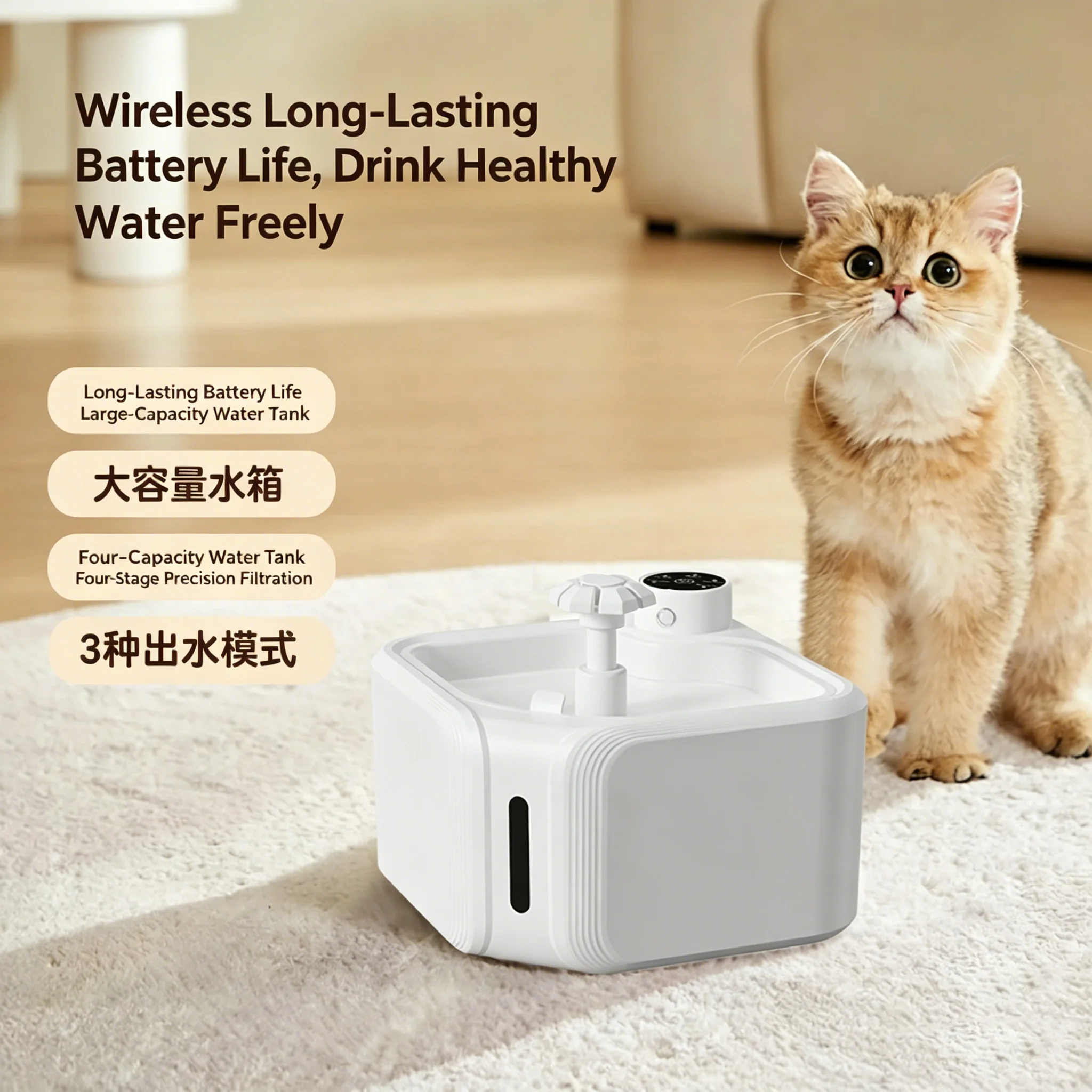 

Pet Drinking Fountain Automatic Recirculating Wireless Smart Induction Pet Drinking Fountain for Dogs And Cats to Drink Water