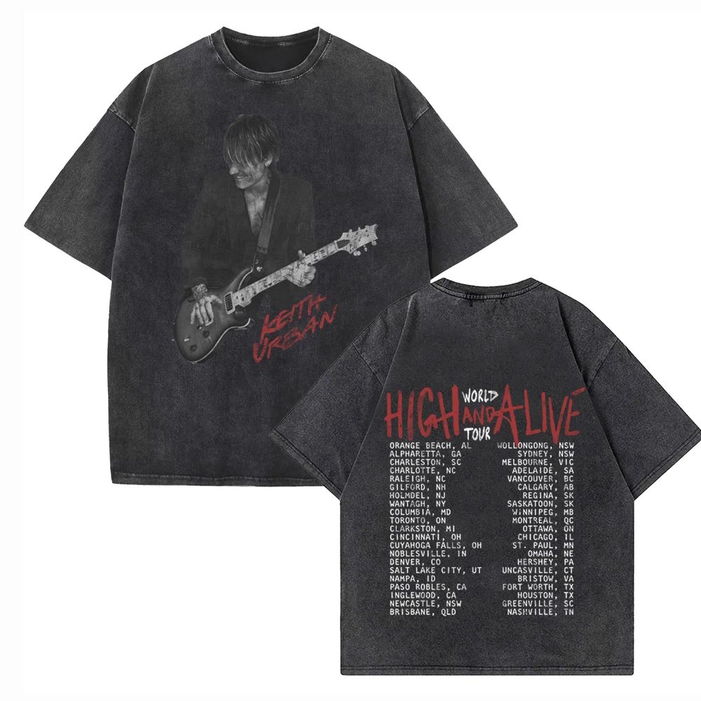 2025 Keith-urban High and Alive Tour T-shirt Vintage col rond manches courtes coton T-shirts