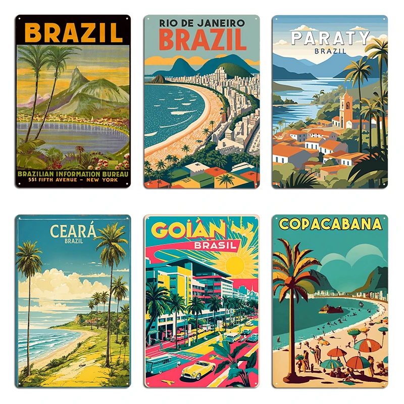 Vitoria brasil vintage viagem turismo ceara brasil cartaz do vintage turismo placa de metal personalizar mural criar cartaz de sinal de lata