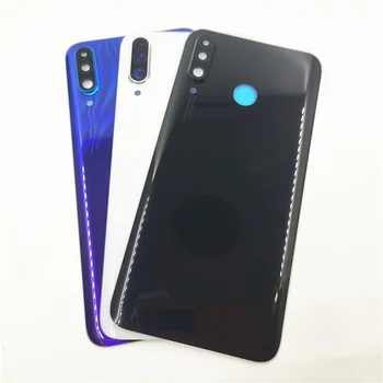 Capa traseira para huawei p30 lite, capa de bateria, painel de vidro traseiro, caixa traseira com substituição de lente de câmera + adesivo