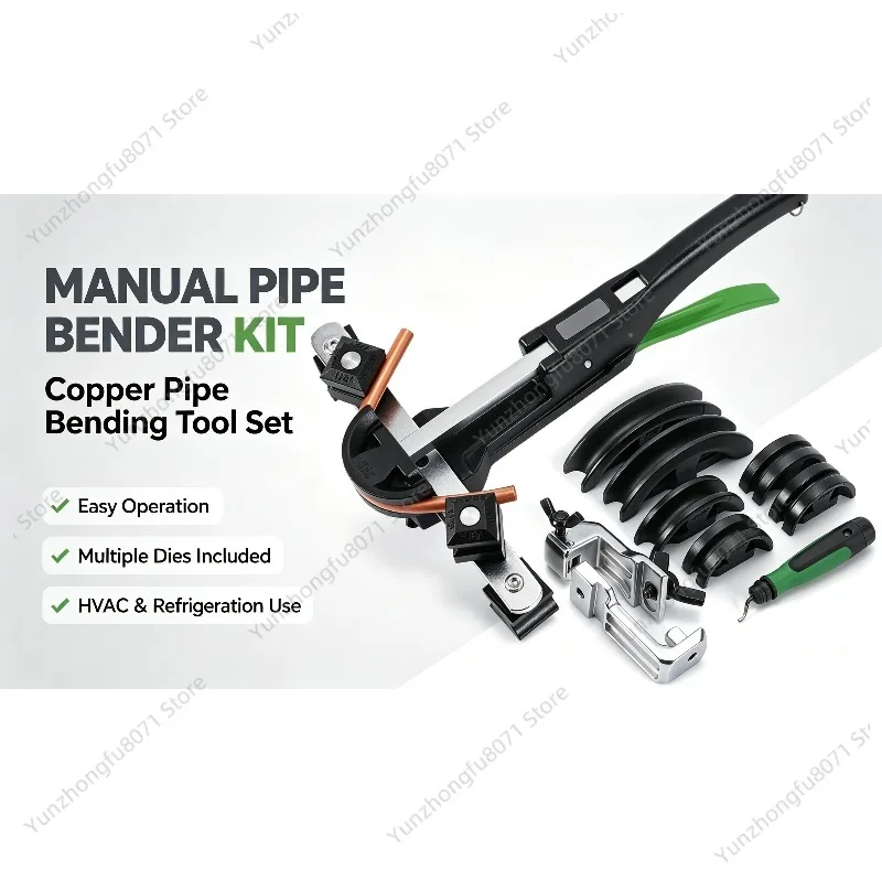 The HVAC maintenance ratchet bending machine kit supports reverse bending, copper pipes from 1/4