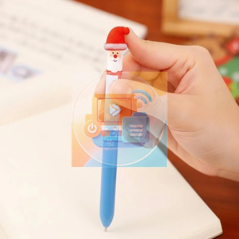 Cartoon Christmas Retractable Ballpoint Pen, Push Type Practice Writing Pen, Xmas Stationery Small Gift for Students