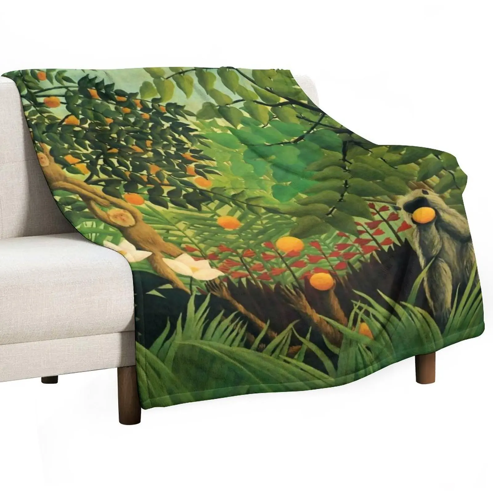 Henri Rousseau Exotic landscape, 1910 Throw Blanket for babies Sofas Thins Blankets