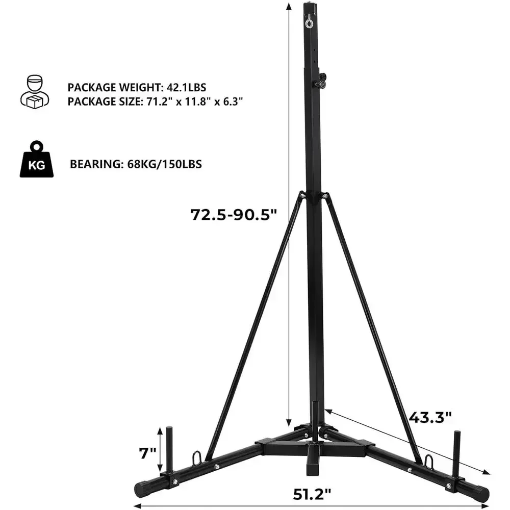 Sturdy Steel Punching Bag Stand - Adjustable Height, Supports Up to 150 lbs for Home Gym Training