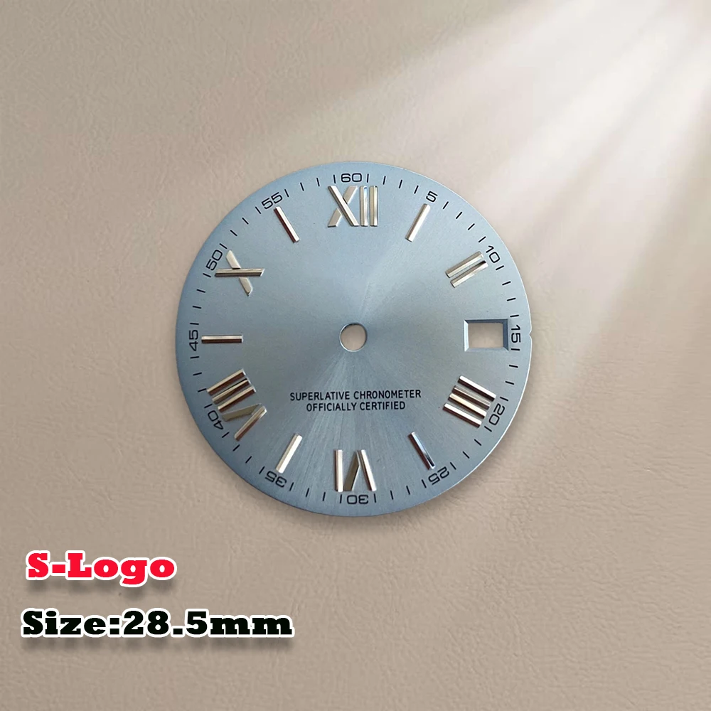 28.5mm S Logo Blue brown Rome Dial Suitable for NH35/NH36/7S/4R Japanese Movement High-Quality Watch Modification Accessories