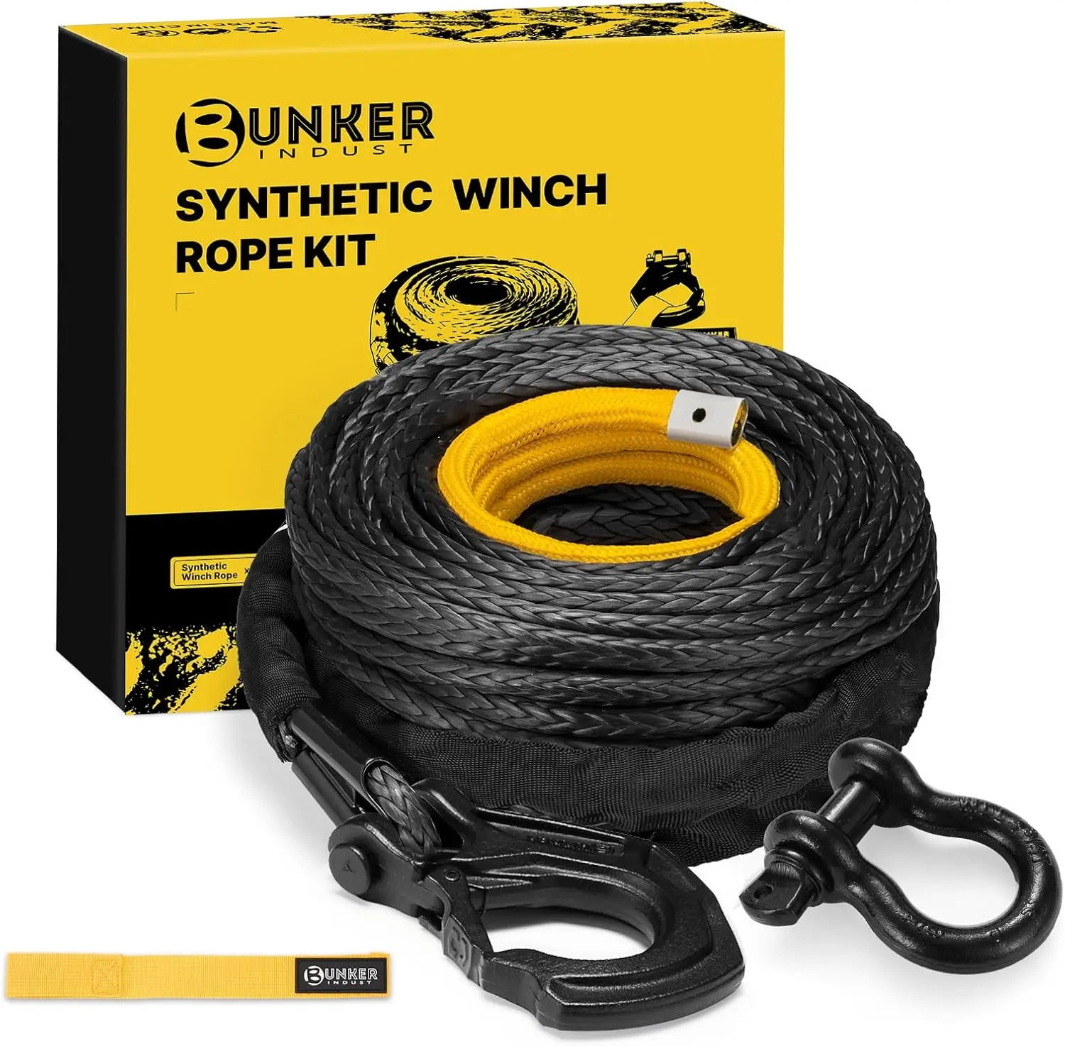 

100ft Synthetic Winch Rope Kit with Hook & Shackle, 26500Lbs Capacity for Truck Jeep Off-Road Recovery