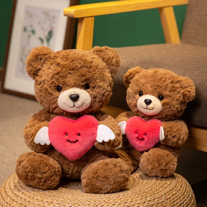Angel Wing Heart Bear 2026 Valentijnsdag Zacht gevuld knuffels Knuffelkussen Liefdesknuffels Pop Romantische cadeaus voor vriendin