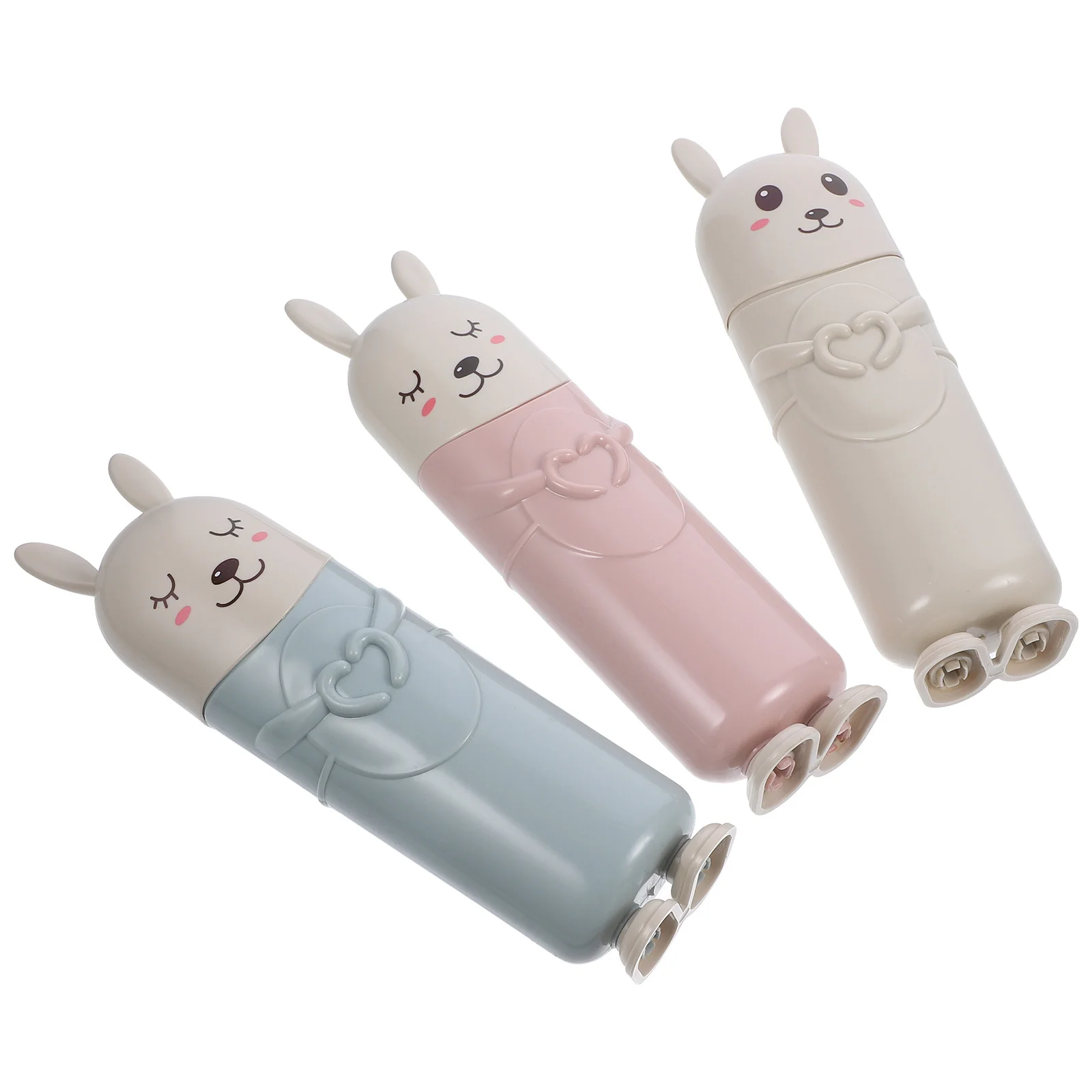 แก้วใส่แปรงสีฟันลายการ์ตูนสัตว์ 3 ชิ้น ฝาปิดพลาสติกทนทาน พกพาสะดวก สำหรับใส่แปรงสีฟันและน้ำยาบ้วนปาก อุปกรณ์ดูแลสุขภาพส่วนบุคคล