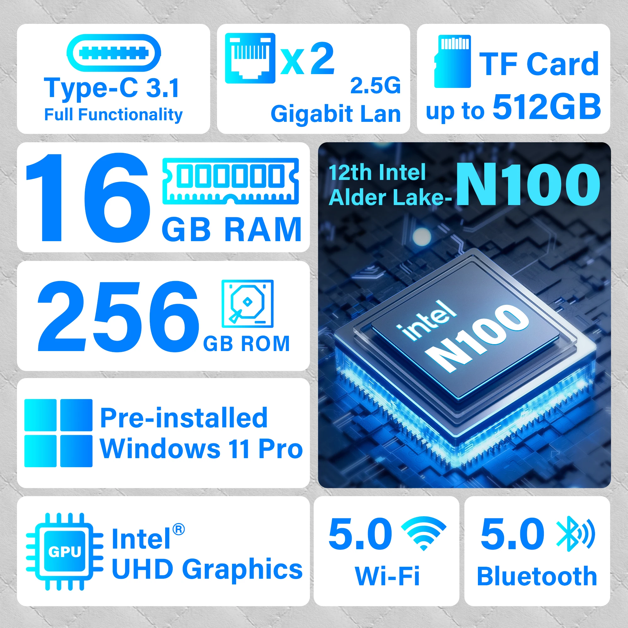 Higole F9B Lüfterloser Intel N100 Mini-PC Windows 11 Pro WiFi5 BT5.0 16 GB 256/512 GB 4K-Desktop-Computer Dual 2.5G LAN NAS Mini-PC