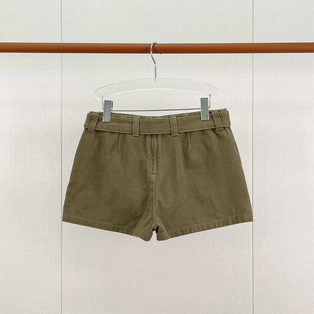 Women 100% Cotton Skort Mini Cargo Skirt Shorts With Matching Belt Front Pockets Y2K Low Waist Casual Streetwear Short Skort