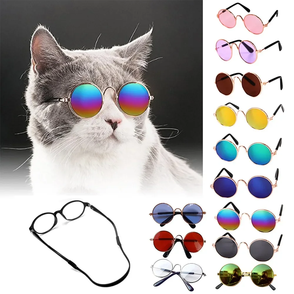 Lovely Vintage Round Cat Sunglasses Reflection Eye wear glasses For Small Dog Cat Pet Photos Pet Products Props Accessories