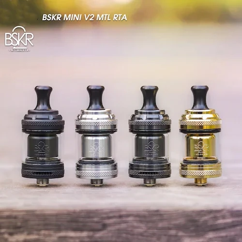 

Berserker V2 Mini MTL RTA BSKR Atomizer 22mm Vape Single Coil 2mL Tank RBA GTA Kit with Fused Clapton Coils